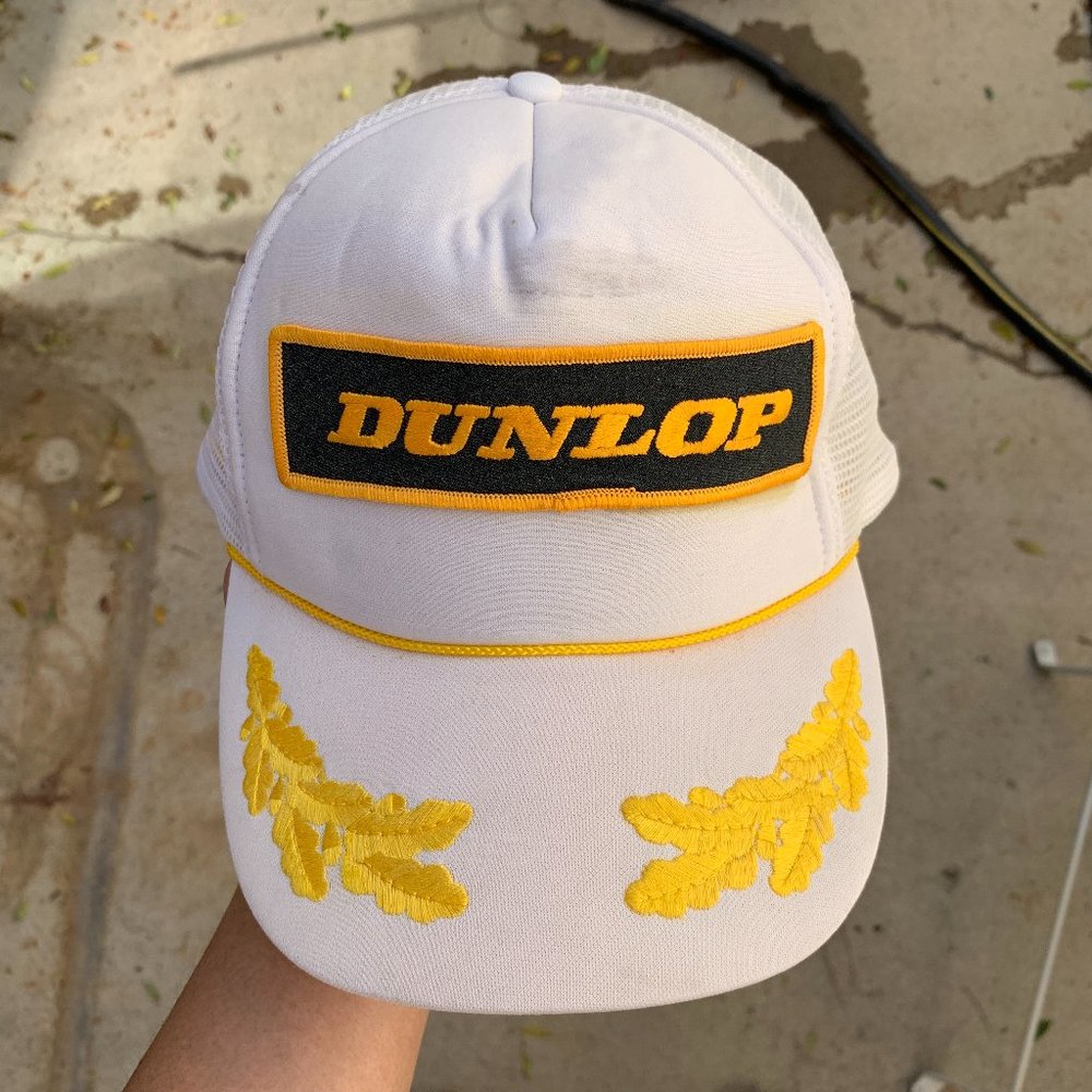 Dunlop Tires Car Racing Crew Mechanic Vintage 80s Otto Mesh Trucker Snapback Hat
